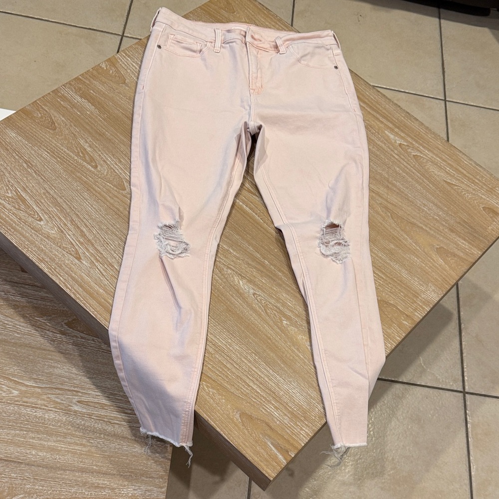 Old Navy Light Peach ripped Skinny Jeans